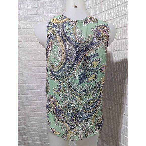 Cremieux Women's 2 Piece Green Cami And Paisley Drape Sheer Top Blouse Sz XS NWT - Picture 3 of 5
